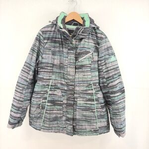 ZeroXposur‎ Womens Snow Jacket Mint Charcoal Space Dye XL Hooded Ski Coat